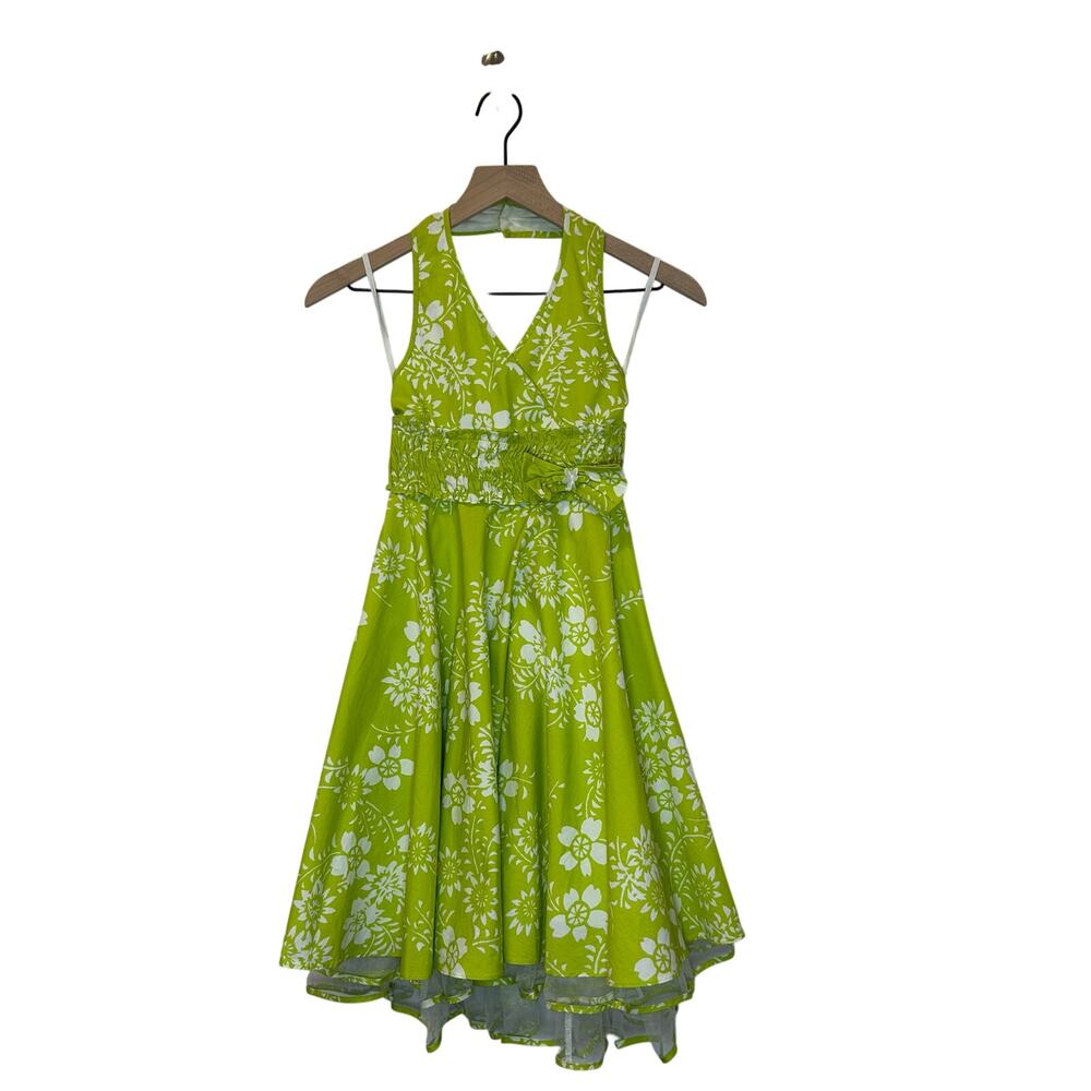 Vintage‎ Jayne Copeland Green Floral Halter Dress Girls 8 NWT Cottagecore